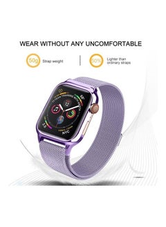 NIBEMINENT Milanese Loop Magnetic Stainless Steel Watchband With Frame for Apple Watch Series 4/5 40mm Lavender Purple  - Image 4