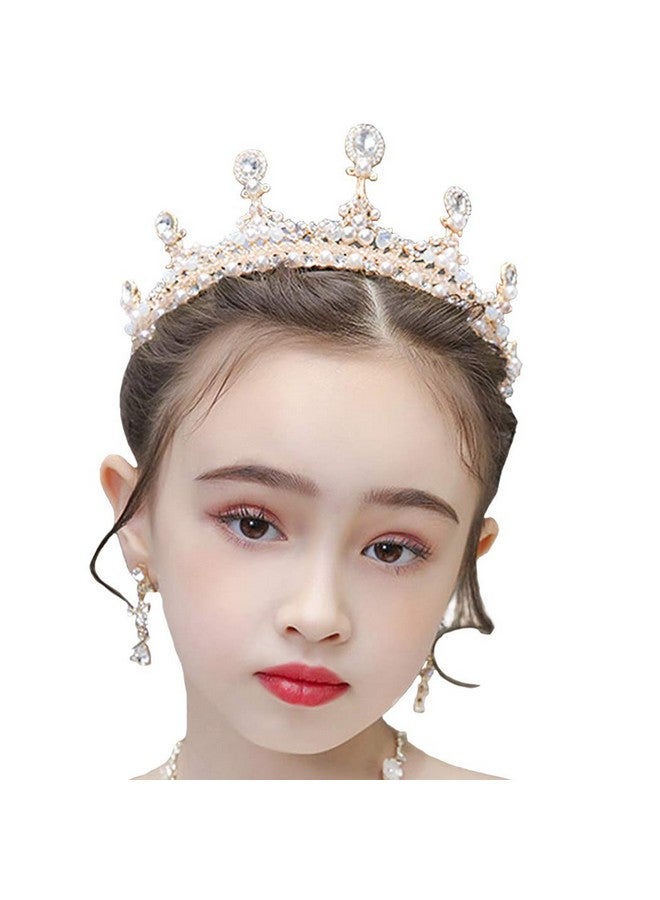 Campsis Vintage Rhinestone Bridal Crown Wedding Crystal Crowns Princess Pearl Tiaras Headpiece Birthday Halloween Party Hair Accessories For Women And Girls - Image 1