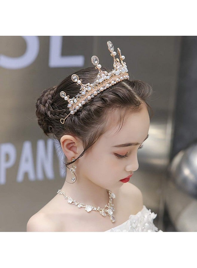 Campsis Vintage Rhinestone Bridal Crown Wedding Crystal Crowns Princess Pearl Tiaras Headpiece Birthday Halloween Party Hair Accessories For Women And Girls - Image 2