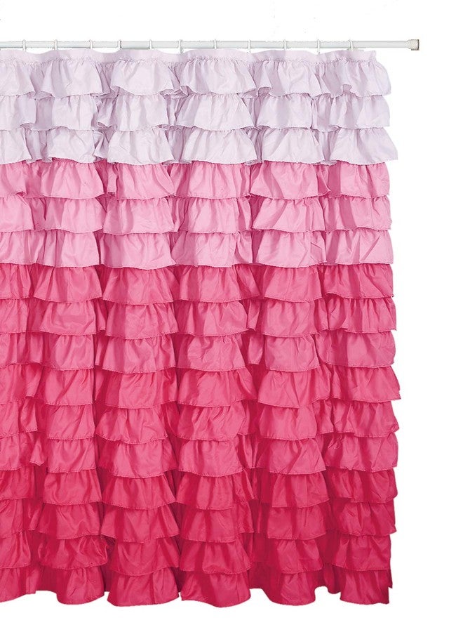 spring Home Waterfall Ruffled Fabric Shower Curtain Size 72 x72 inch (Multi Color Pink) - Image 3