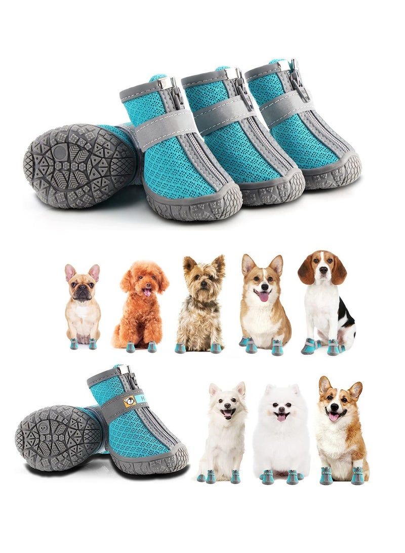 SYOSI Dog Shoes 4 Pcs Size 3 Anti Slip Breathable Waterproof Dog Booties Boot Paw Protector for Small Dog Dog Hiking Shoes with Reflective Adjustable Strap Zipper Puppy Shoe for Hot Pavement Winter Snow - Image 1