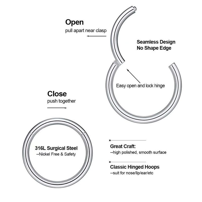 M MOOHAM Nose Rings for Women, 16g Silver Nose Ring Hoop Earring Surgical Steel Hypoallergenic Small Nose Piercings 16 Gauge 6mm Septum Ring Cartilage Hoop Tragus Earring Conch Piercing Jewelry for Women - Image 2