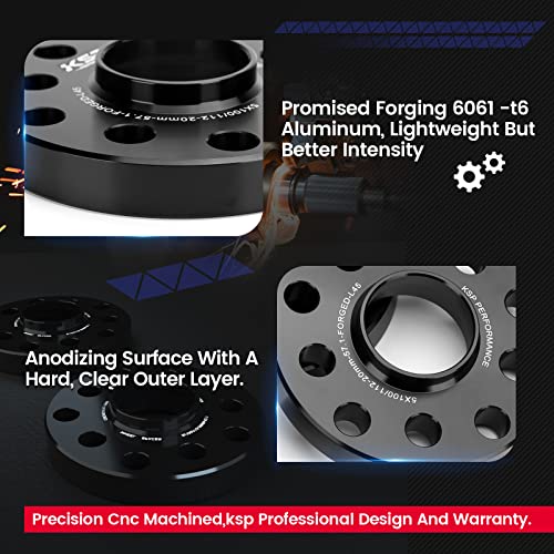 KSP PERFORMANCE KSP 5X112mm Wheel Spacers,12mm 66.56mm Hubcentric Bore Forged Tuning Spacer for Most Vehicle, Newer A4 S4 A5 S5 A6 S6 A7 S7 A8 Quattro, 2019+ (G-Chassis),2pcs - Image 5