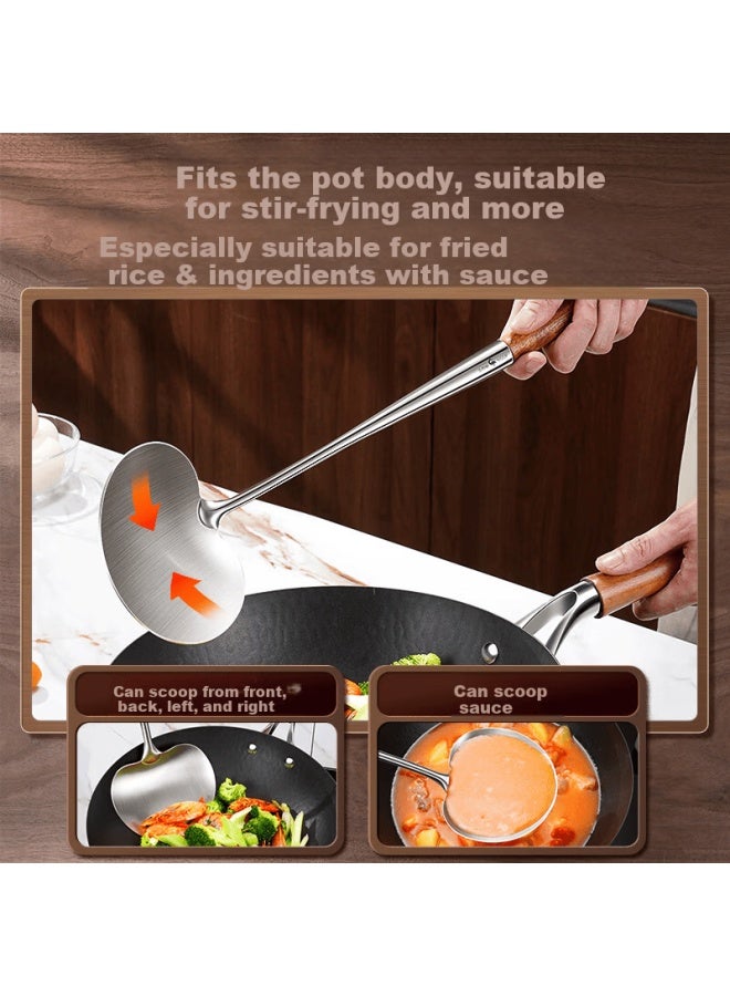 SSGP Sansige Steel Mushroom Shovel 316l Stainless Steel Spatula Cooking Spoon Household Food Grade Chinese Wok Spatula 38652 - Image 2