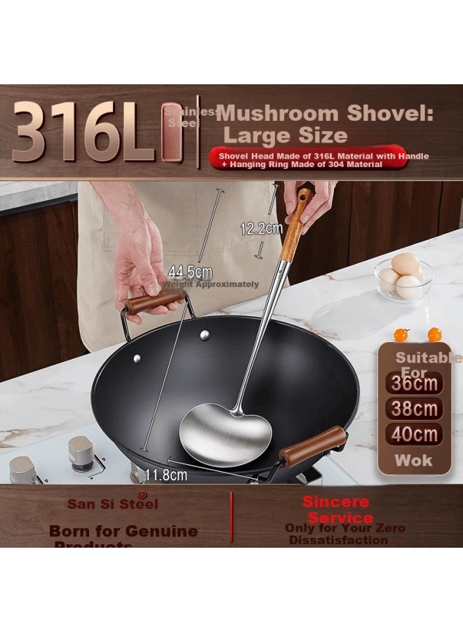 SSGP Sansige Steel Mushroom Shovel 316l Stainless Steel Spatula Cooking Spoon Household Food Grade Chinese Wok Spatula 38652 - Image 4