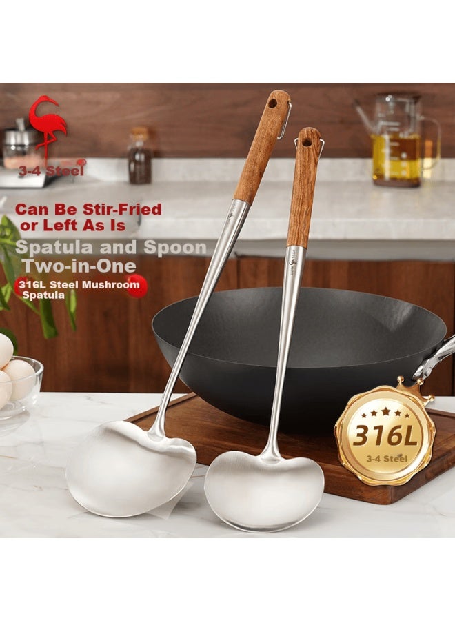 SSGP Sansige Steel Mushroom Shovel 316l Stainless Steel Spatula Cooking Spoon Household Food Grade Chinese Wok Spatula 38652 - Image 1