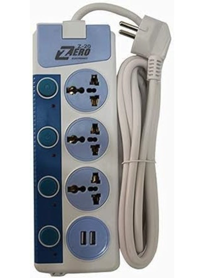 زيرو مشترك كهرباء 3 مداخل و2 مدخل يو اس بى وصلة كهربائية / لوحة توزيع طاقة مع 3 مقابس عالمية  و 2 منافذ شحن USB، مزودة بزر تشغيل/إيقاف لكل مقبس وفتحة تعليق على الحائط.