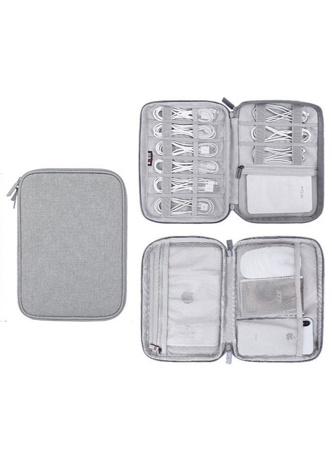Electronic Organizer Travel Cable Organizer Bag Waterproof Double Layers Grey - Image 2