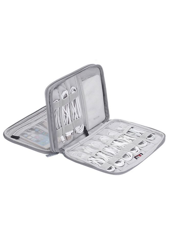 Electronic Organizer Travel Cable Organizer Bag Waterproof Double Layers Grey - Image 3