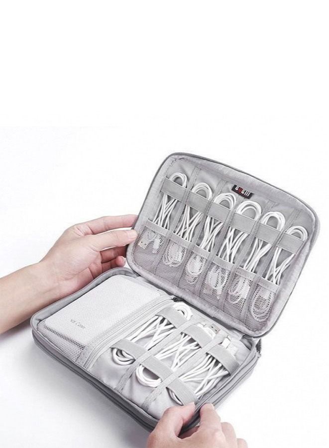 Electronic Organizer Travel Cable Organizer Bag Waterproof Double Layers Grey - Image 4