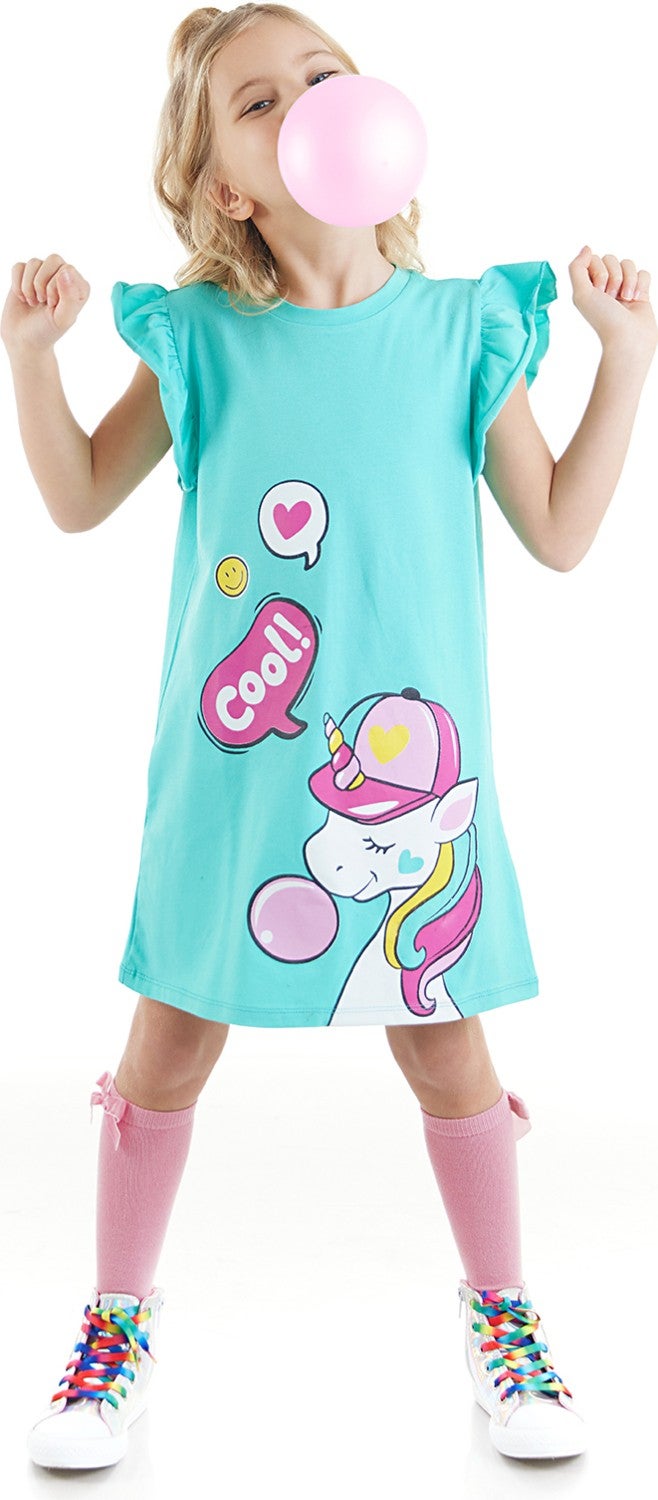 Denokids Turquoise Graphic T-Shirt Dress - Image 1
