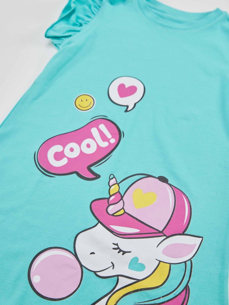 Denokids Turquoise Graphic T-Shirt Dress - Image 5
