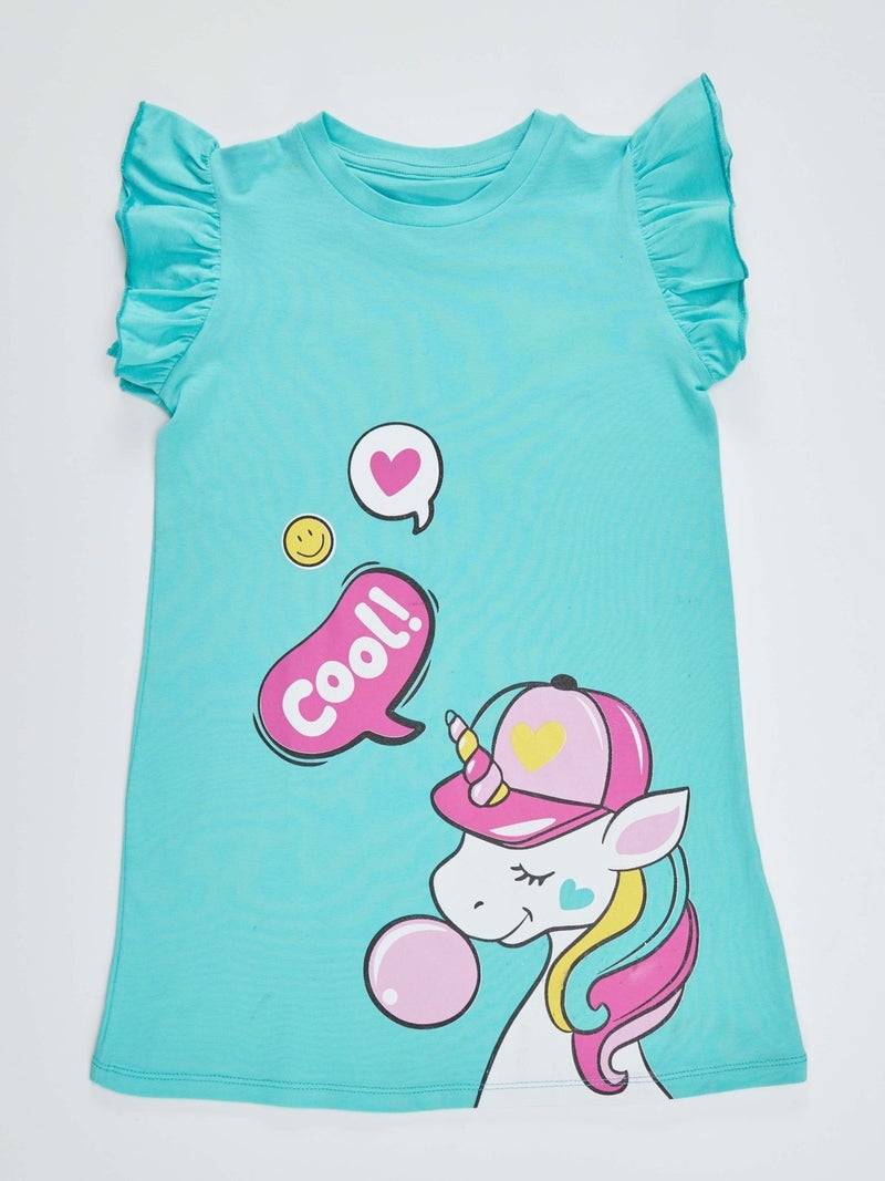 Denokids Turquoise Graphic T-Shirt Dress - Image 3