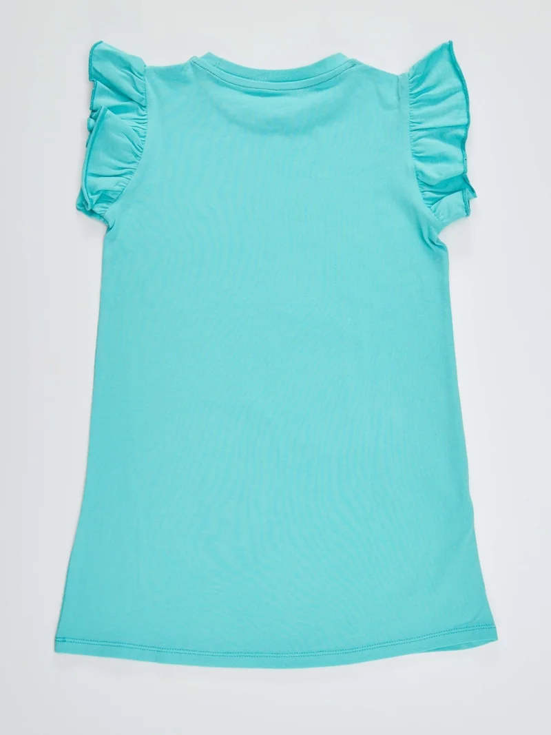 Denokids Turquoise Graphic T-Shirt Dress
