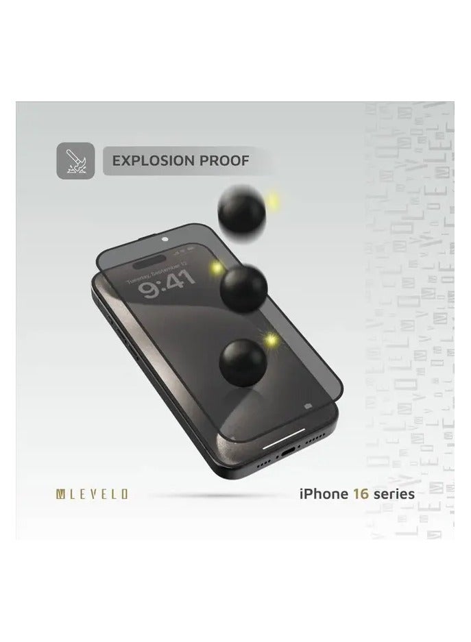 LEVELO 3D Privacy Screen Protector for iPhone 16 Pro Max with Super Smooth & Responsive Coating Finish / Resin Glue / High Silicone Aluminum Glass - Privacy - Image 3