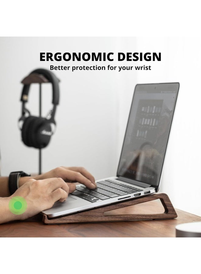 روعة حامل كمبيوتر محمول خشبي، حامل لوحي مكتبي محمول، حامل كمبيوتر محمول صغير الحجم للسفر، مناسب لأجهزة الكمبيوتر المحمولة والأجهزة اللوحية - Image 3