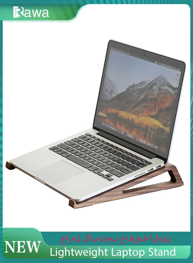 روعة حامل كمبيوتر محمول خشبي، حامل لوحي مكتبي محمول، حامل كمبيوتر محمول صغير الحجم للسفر، مناسب لأجهزة الكمبيوتر المحمولة والأجهزة اللوحية - Image 1