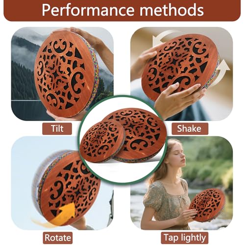 summvox 12 INCH Ocean Drum,Water Stream Drum,Rain Disk "Water-Fall",Sound Healing,Onomatopoeic Wooden Drum For Performance Accompaniment - Image 4