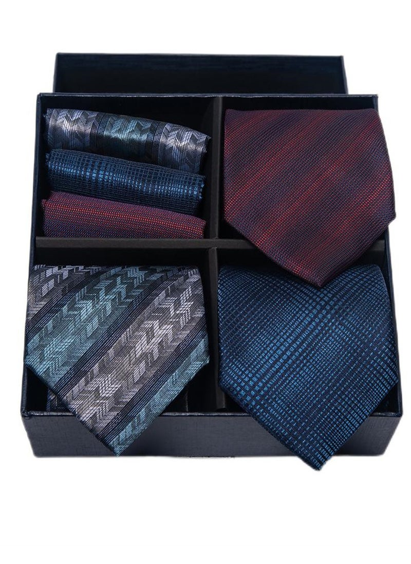Generic - 6pcs men's gift box set 3 ties 3 chest scarves fashion business tie square scarf set - Image 1