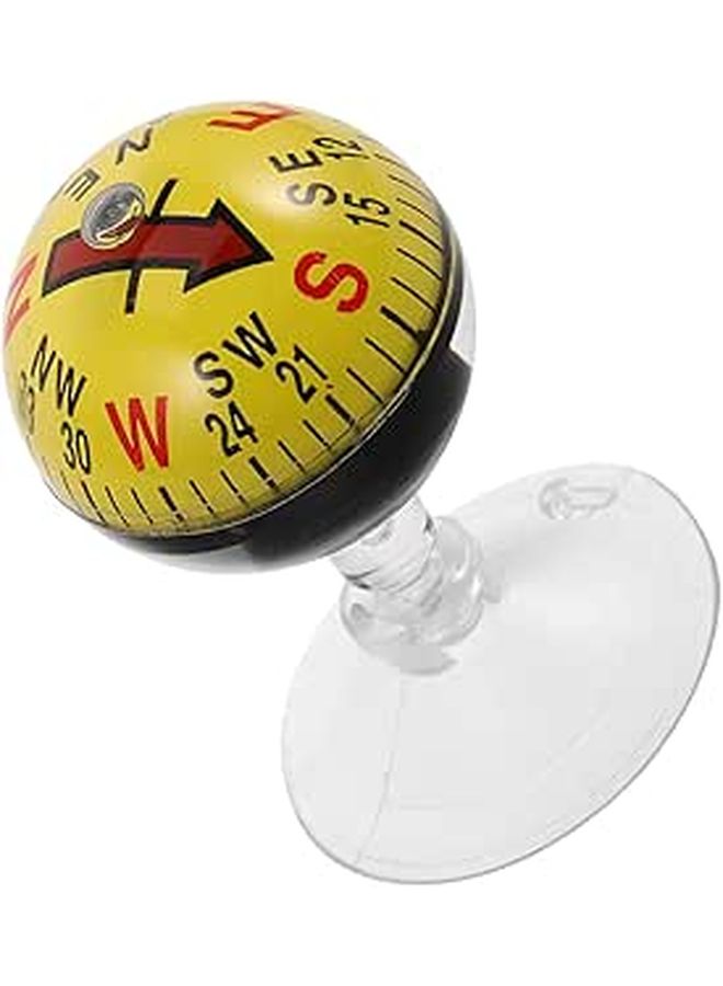 Yellow 38mm Car Compass Suction Cup Portable Dashboard Navigation Auto Marine Outdoor - Image 1