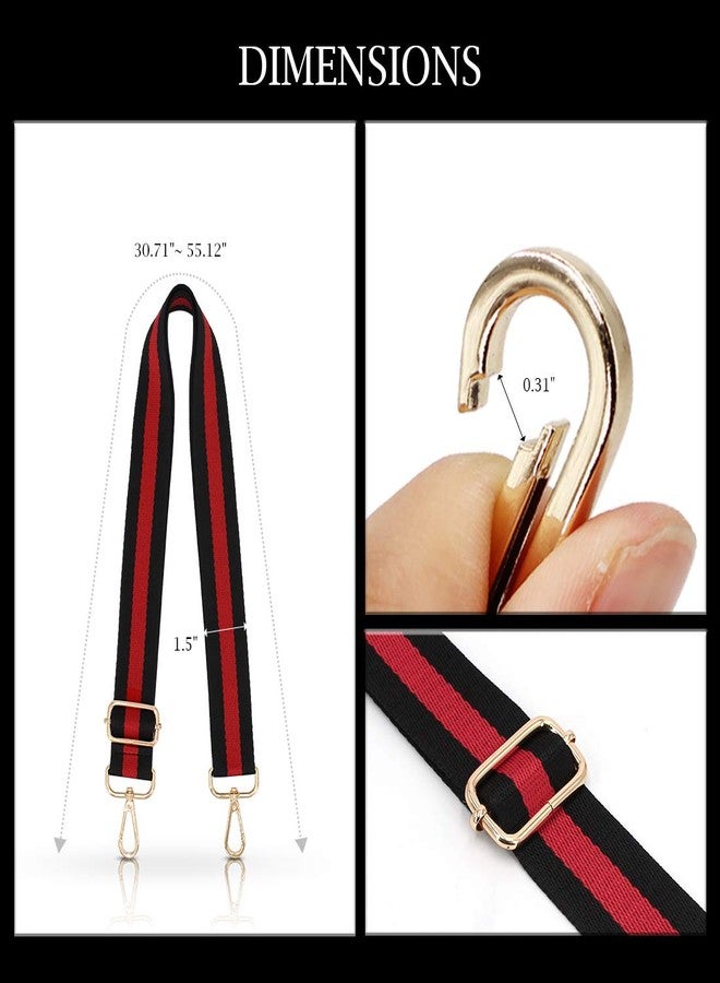 TANOSII Wide Purse Strap Adjustable Handbag Strap Replacement Shoulder Crossbody Strap Red Stripe, Red Stripe, Standard - Image 3
