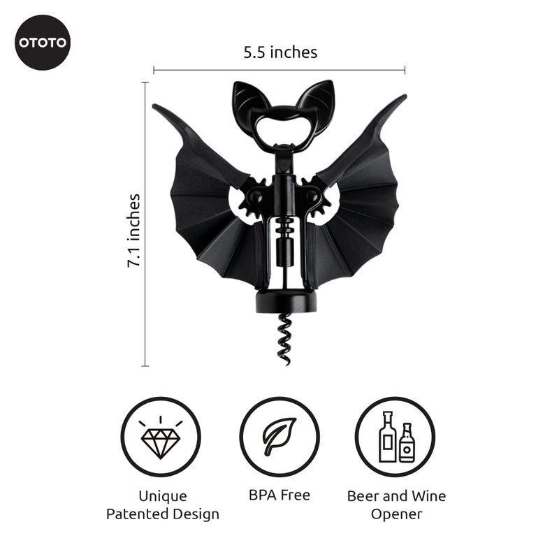 OTOTO 2-in-1 Wine & Beer Opener, Goth Halloween Gifts, Gothic Wine Accessories & Gifts for Wine Lovers, Spooky Corkscrew Bottle Opener, Wine Accessories, Wine Gifts, Cool Kitchen Gadgets (Vino) - Image 2