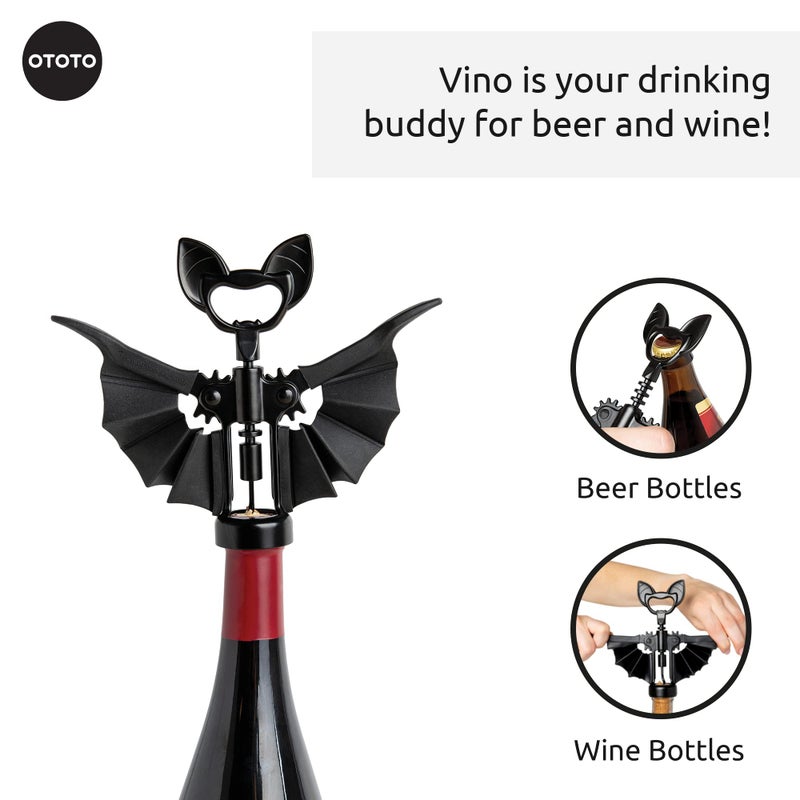 OTOTO 2-in-1 Wine & Beer Opener, Goth Halloween Gifts, Gothic Wine Accessories & Gifts for Wine Lovers, Spooky Corkscrew Bottle Opener, Wine Accessories, Wine Gifts, Cool Kitchen Gadgets (Vino) - Image 3