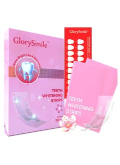 GlorySmile Teeth Whitening Strips for 14 Treatments with Teeth Shade Guide Oral Hygiene Care Brighten and Whitening Teeth Dental Care Remove All Kind of Stains 28 Strips for Men & Women (Sakura)  - Image 1