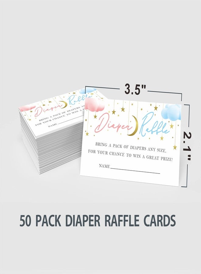 JCVUK Baby Shower Games, 1 Diaper Raffle Standing Sign with 50 Diaper Raffle Tickets, Twinkle Twinkle Little Star, Gold Moon and Stars Theme Gender Reveal Party Decorations and Supplies(LBLK-A05) - Image 5