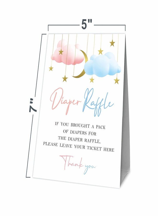 JCVUK Baby Shower Games, 1 Diaper Raffle Standing Sign with 50 Diaper Raffle Tickets, Twinkle Twinkle Little Star, Gold Moon and Stars Theme Gender Reveal Party Decorations and Supplies(LBLK-A05) - Image 4