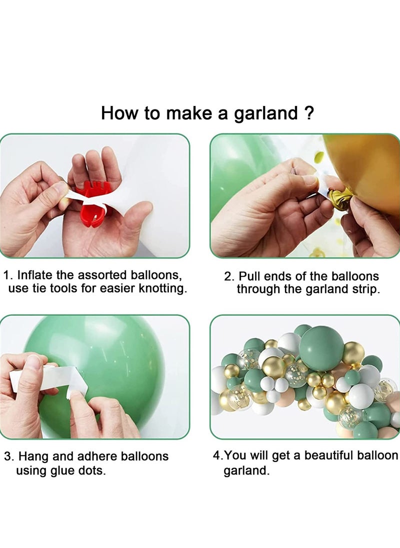 xppier 117 pcs Sage Green Balloon Garland Arch Kit with White Gold Confetti Latex Balloons and Retro Green Balloon Set for Wedding Birthday Balloons Baby Shower Engagement Decorations  - Image 5