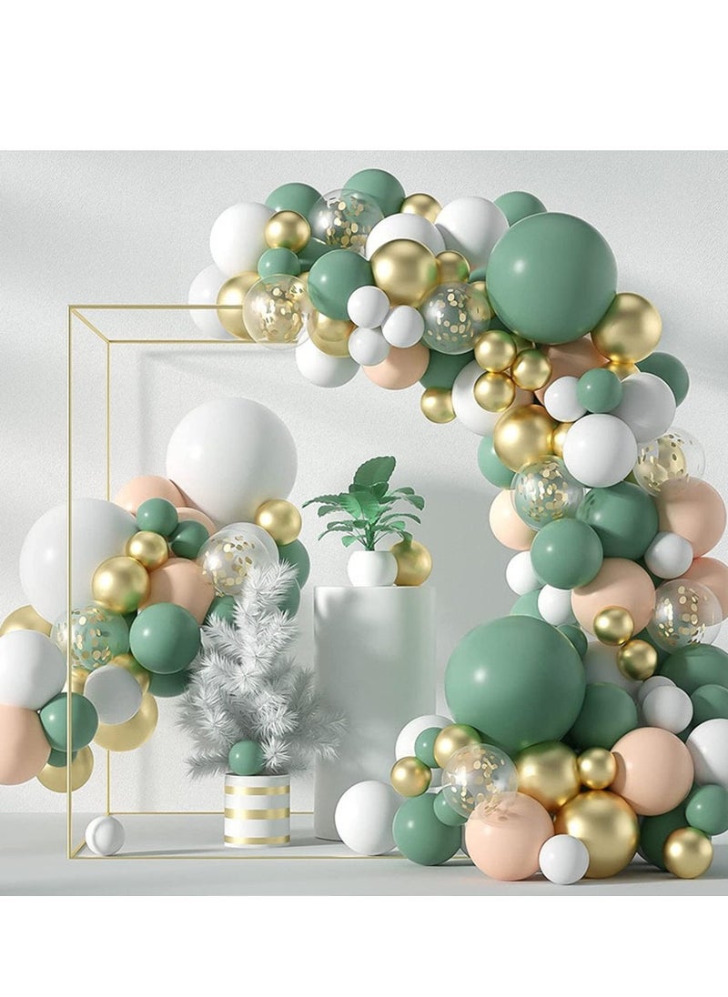 xppier 117 pcs Sage Green Balloon Garland Arch Kit with White Gold Confetti Latex Balloons and Retro Green Balloon Set for Wedding Birthday Balloons Baby Shower Engagement Decorations  - Image 2