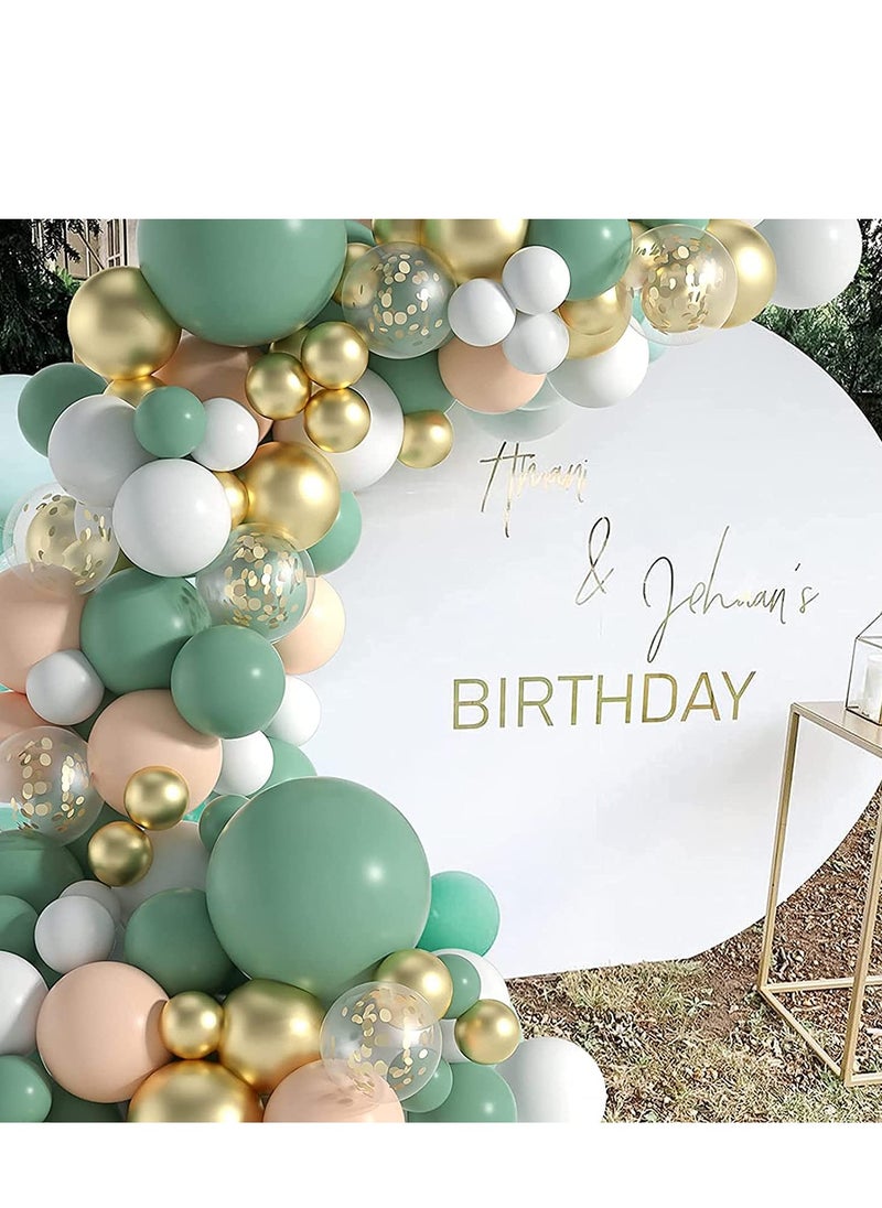 xppier 117 pcs Sage Green Balloon Garland Arch Kit with White Gold Confetti Latex Balloons and Retro Green Balloon Set for Wedding Birthday Balloons Baby Shower Engagement Decorations  - Image 3
