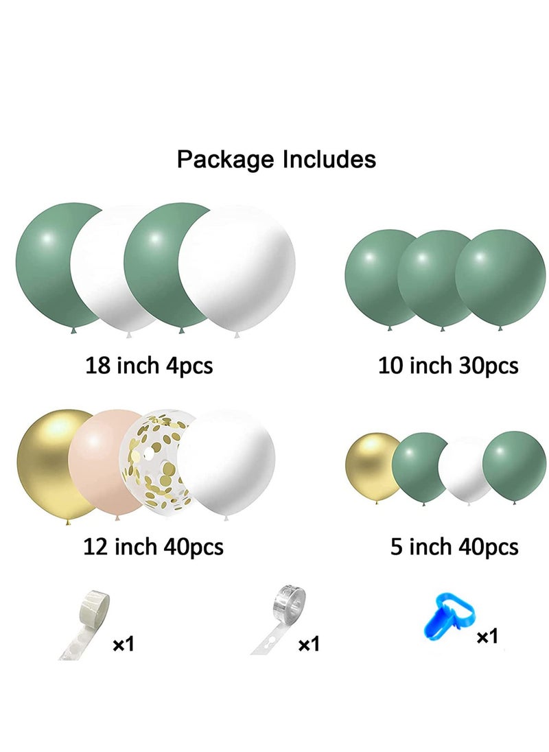 xppier 117 pcs Sage Green Balloon Garland Arch Kit with White Gold Confetti Latex Balloons and Retro Green Balloon Set for Wedding Birthday Balloons Baby Shower Engagement Decorations  - Image 4