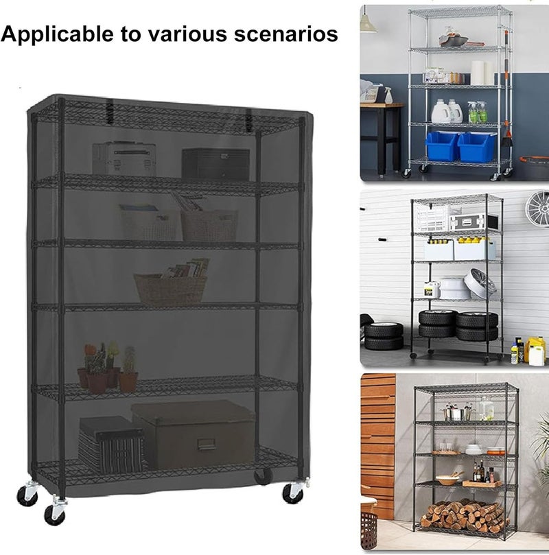 LICAEVEY Water Proof Shelf Cover, 210D Silver Coated Oxford Fabric Duty Dust Proof Storage Wire Rack Covers, Outdoor Shelving Covers for Wire Shelves with Zips and Hook and Loop Fastener - Image 5
