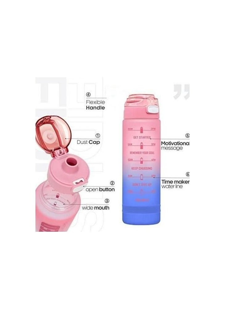 Spaceshoop Sports Water Bottle 1000 ml, BPA Free Leakproof Motivational Water Bottle for Travel, Fitness, Outdoor Sports, Home, School,Gym,  - Image 2