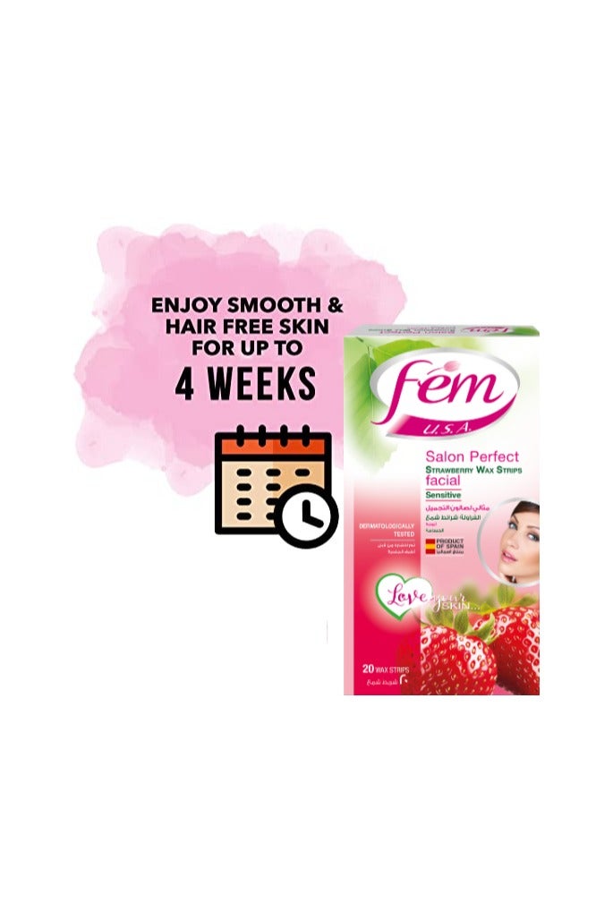 fem Facial Wax Strips 20 strips With Post-wax skin wipes 20 Pcs - Image 4