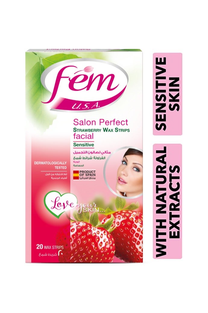 fem Facial Wax Strips 20 strips With Post-wax skin wipes 20 Pcs - Image 5