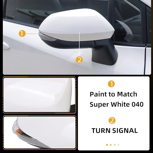 JAVOUKA White Passenger Side Mirror fits for Toyota Corolla 2014-2018 TO1321295 Power Heated Manual Foldable Turn Signal Light Paint White PTM 7 PIN Right 87910-02D70 - Image 3