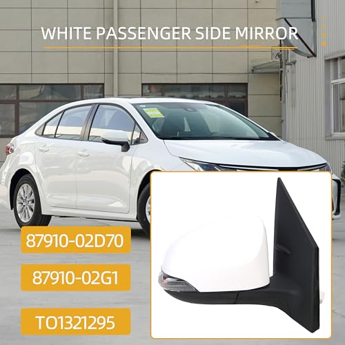 JAVOUKA White Passenger Side Mirror fits for Toyota Corolla 2014-2018 TO1321295 Power Heated Manual Foldable Turn Signal Light Paint White PTM 7 PIN Right 87910-02D70 - Image 5