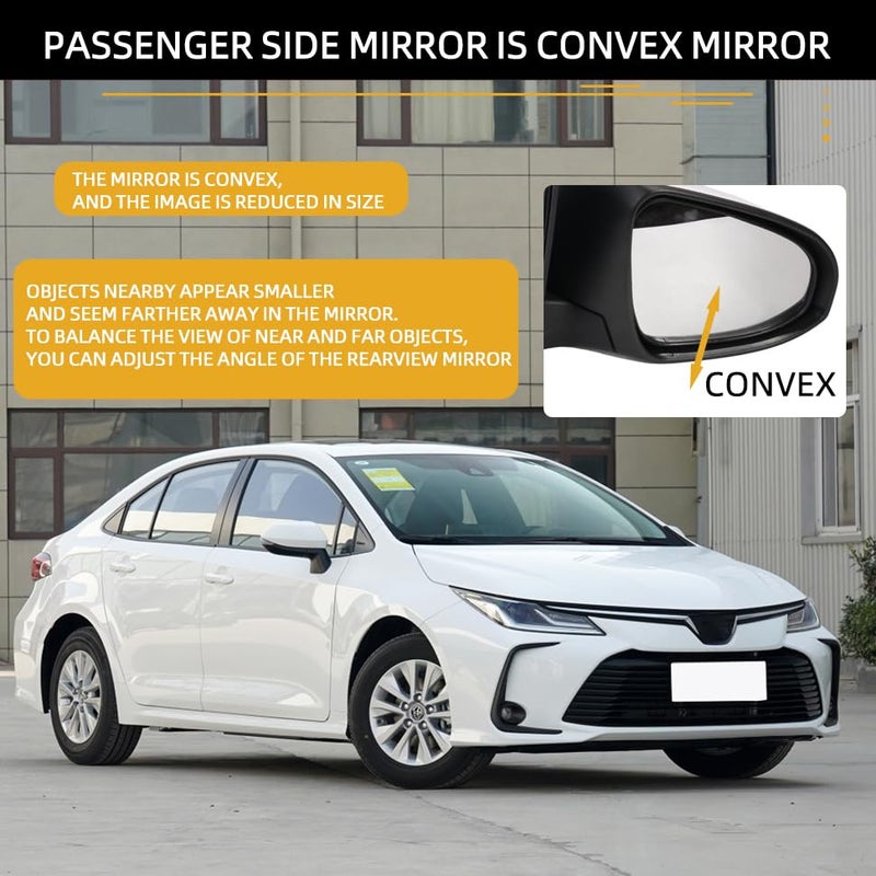 JAVOUKA White Passenger Side Mirror fits for Toyota Corolla 2014-2018 TO1321295 Power Heated Manual Foldable Turn Signal Light Paint White PTM 7 PIN Right 87910-02D70 - Image 4