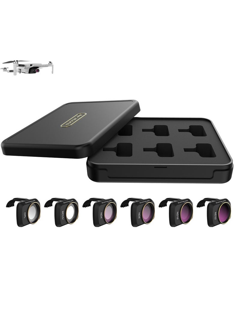 KASTWAVE ND Filter Set for DJI Mavic Mini/Mini 2 / Mini SE Accessories 6 Piece Filter Set Multi-Coated Filter Camera Lens Drone Camera Lens Accessories (MCUV, CPL, ND4, ND8, ND16, ND32)  - Image 1