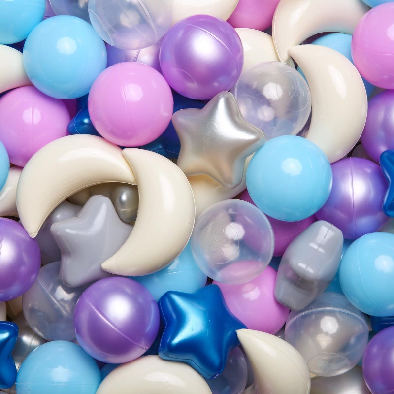 GOGOSO Ball Pit Balls Stars Moon Shapes Plastic Pitballs for Toddler Play Tent Baby Photo Props Kids Pool Water Toys Kiddie Pool Party DecorBlue Purple100pcs - Image 3