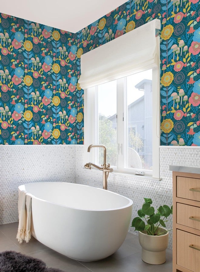 NuWallpaper x Megan Carter Dream Garden Teal Peel and Stick Wallpaper, MCS6397 - Image 2