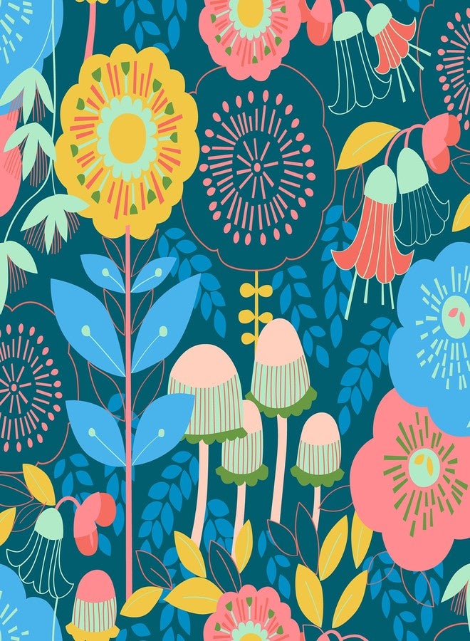 NuWallpaper x Megan Carter Dream Garden Teal Peel and Stick Wallpaper, MCS6397 - Image 1