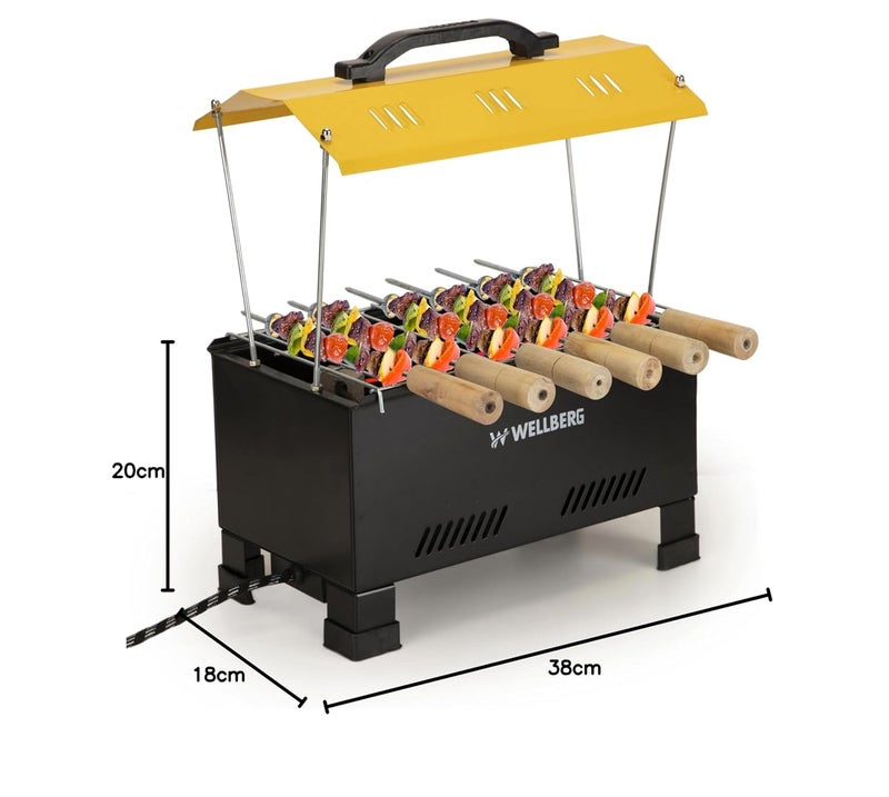 Wellberg Wellberg Hut Shape BarbequePortable Charcoal Barbecue Grill Tandoor Table Camping Outdoor Garden Grill BBQ Black Electric Grill - Image 2