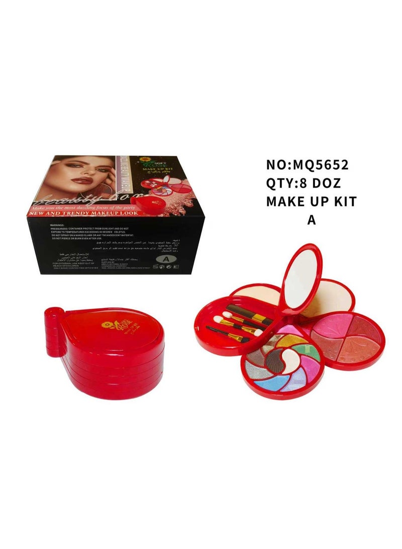 Soft multi-purpose red makeup set in one