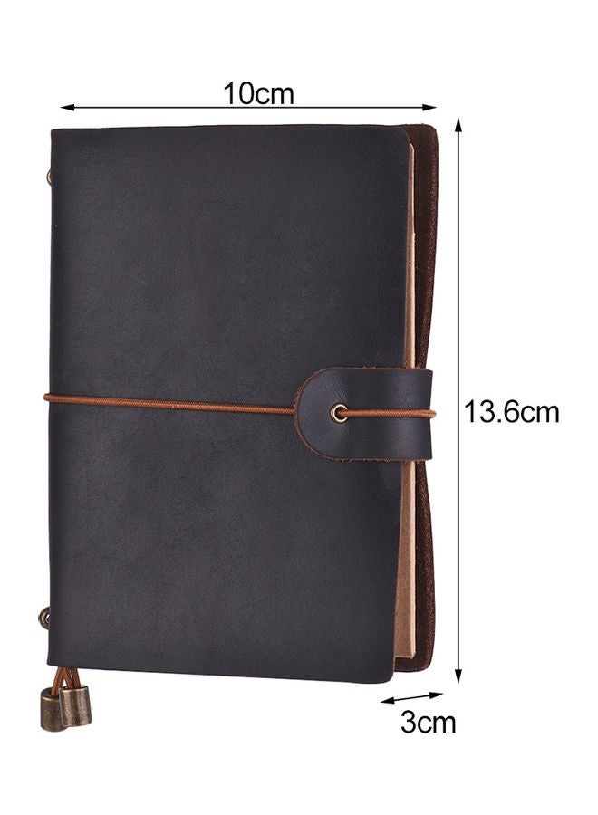 NIBEMINENT Soft Leather Notebook with Elastic Strap Blue/Brown - Image 2