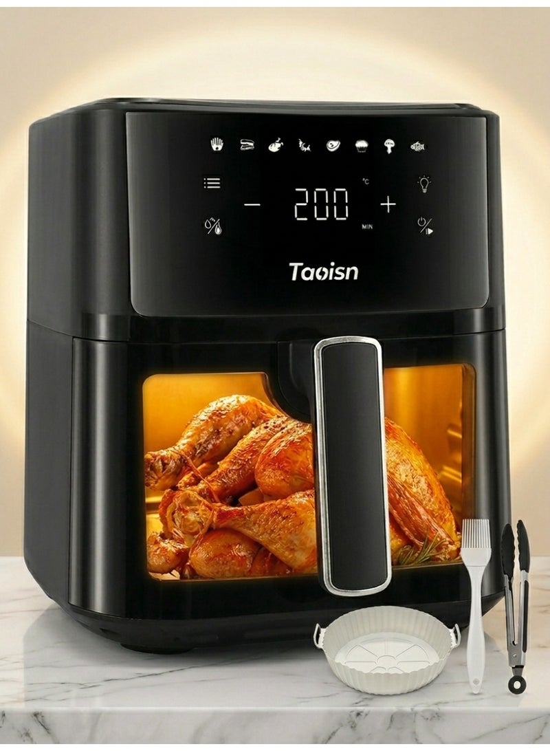 TAOISN 6L Air Fryer with Viewing Window, 1700W Digital Air Fryer Oven, Touch Screen Control, 8 Presets, Rapid Air Circulation, Non-Stick Basket, Free Silicone Tray & Tongs and Oil Brush - Image 1