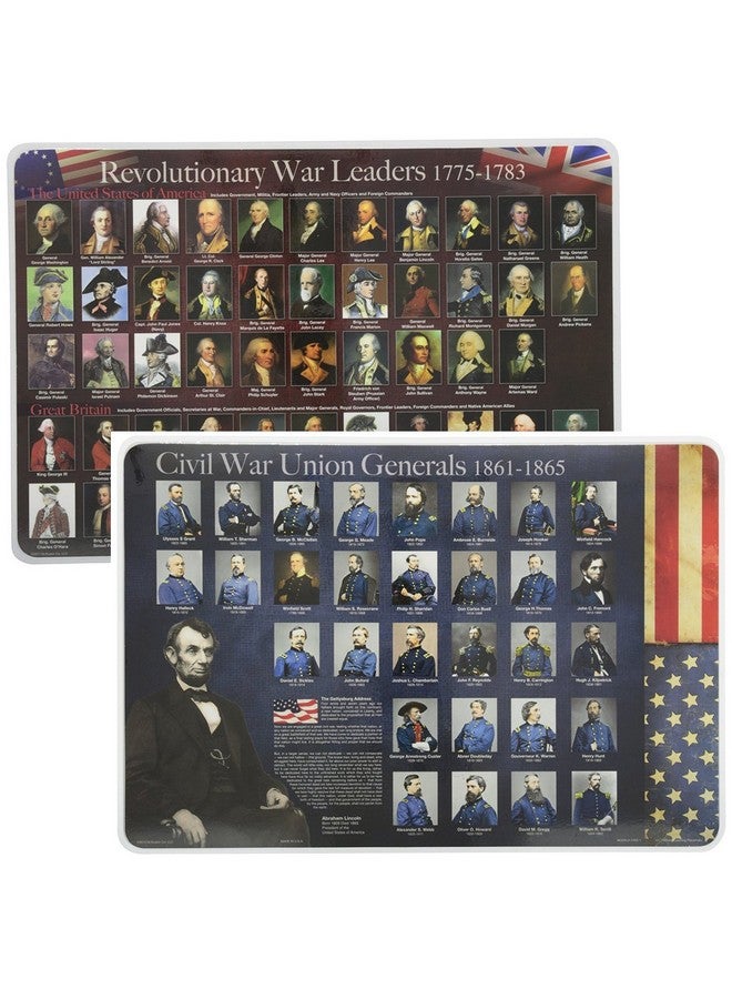 Painless Learning Educational Placemats Sets Civil War Generals and Revolutionary War Leaders Placemat Non Slip Washable - Image 1
